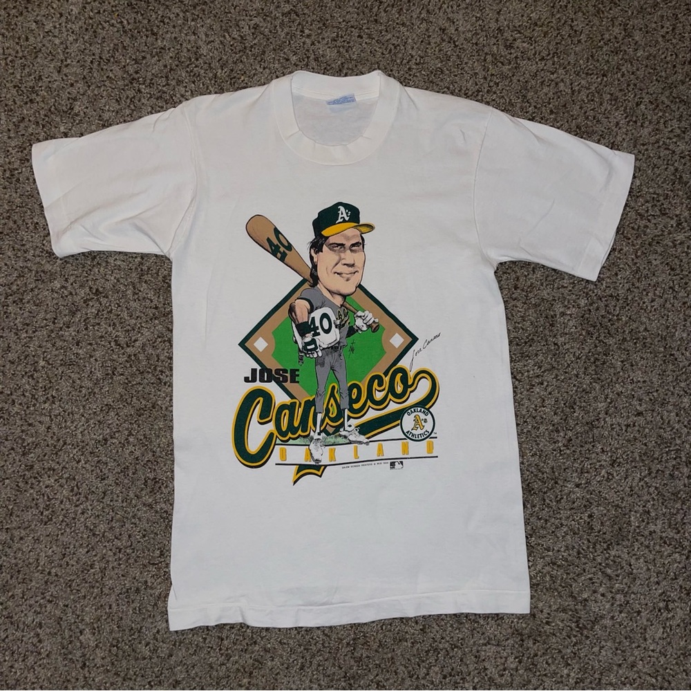 Vintage 1988 Jose Canseco Oakland Athletics Mens Medium T Shirt Salem Sportswear